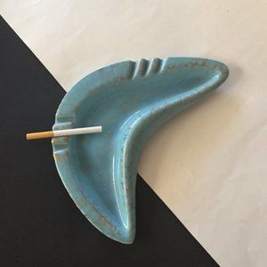 Vintage Beautiful  blue  & gold ashtray
